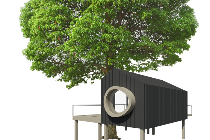 Treehouse Cuneo architettura sospesa immersa nel bosco