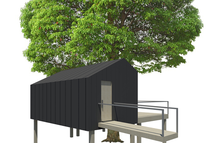 Dettaglio struttura in legno casa sull’albero Treehouse