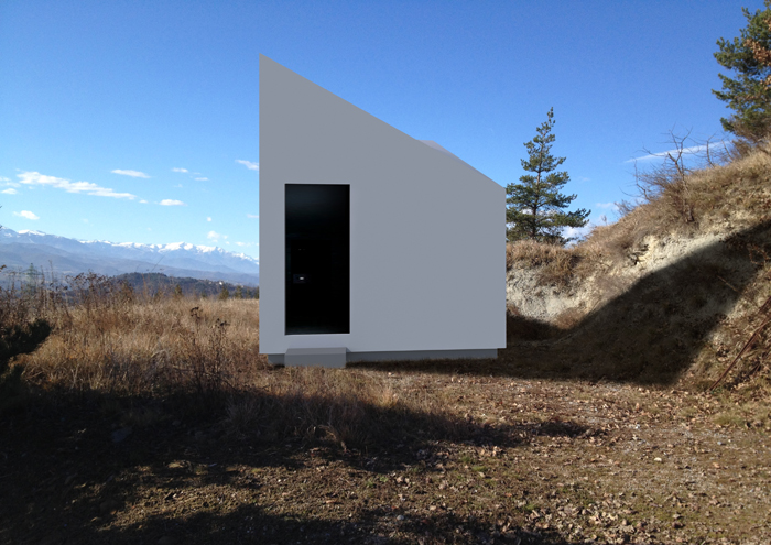 Esterno della mini house SCS House rivestita in legno, Studio 3Mark